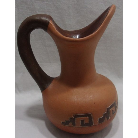 Vintage Marajoara Pottery Pitcher Aztec Pottery Jug / Pitcher / Vessel 7" - Picture 1 of 7